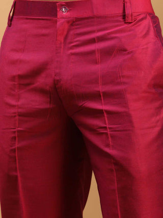 VASTRAMAY Men's Dark Pink Magenta Viscose Pant Style Pyjama
