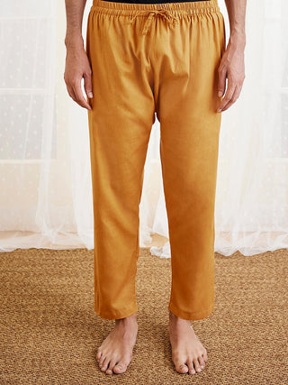 VASTRAMAY Men's Dusty Saffron Cotton Pyjama