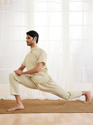 VASTRAMAY Men's Beige Cotton Pyjama