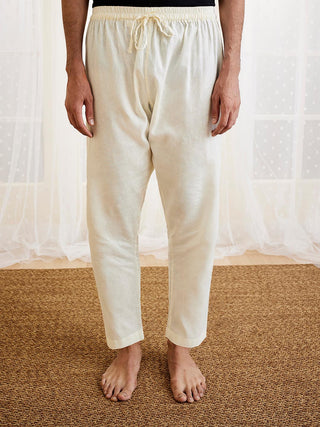 VASTRAMAY Men's White Cotton Pyjama