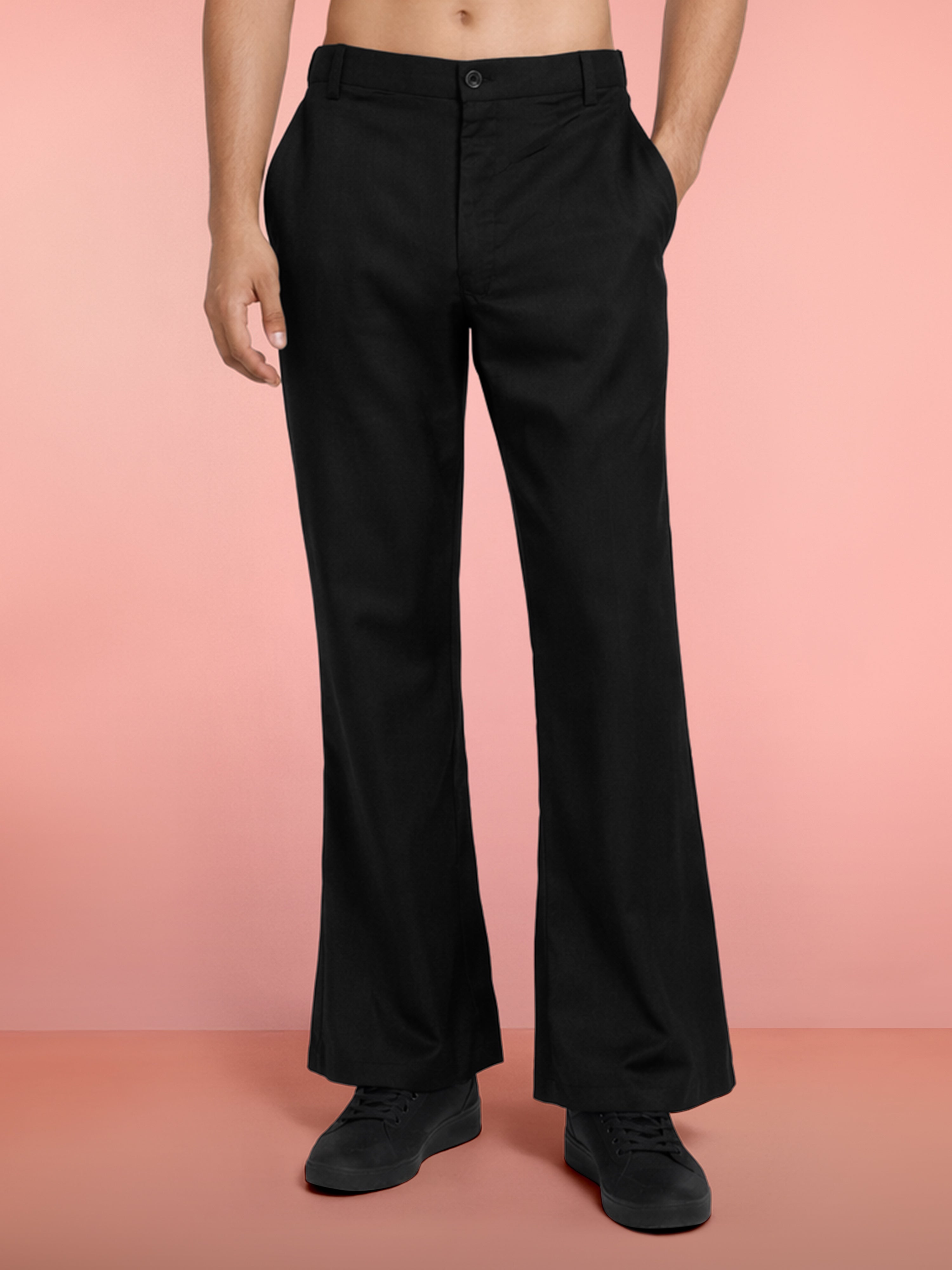 Men’s Black Suiting Lycra Wide-Leg Palazzo Pants