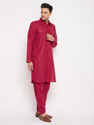 VM BY VASTRAMAY Men's Maroon Pathani Suit Set