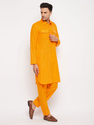 VM BY VASTRAMAY Men's Mustard Pathani Suit Set