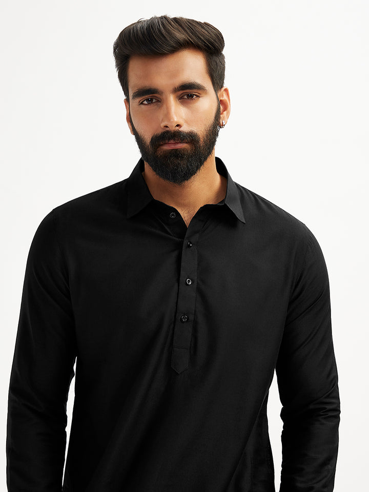 Men’s Solid Pathani Kurta and Patiala Pyjama Set