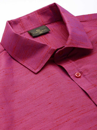 VASTRAMAY Men's Purple Silk Blend Shirt