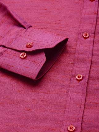 VASTRAMAY Men's Purple Silk Blend Shirt