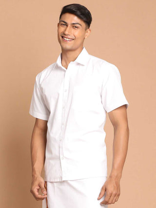 VASTRAMAY Men's White Cotton Shirt