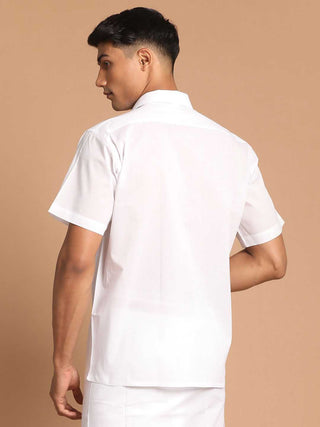 VASTRAMAY Men's White Cotton Shirt