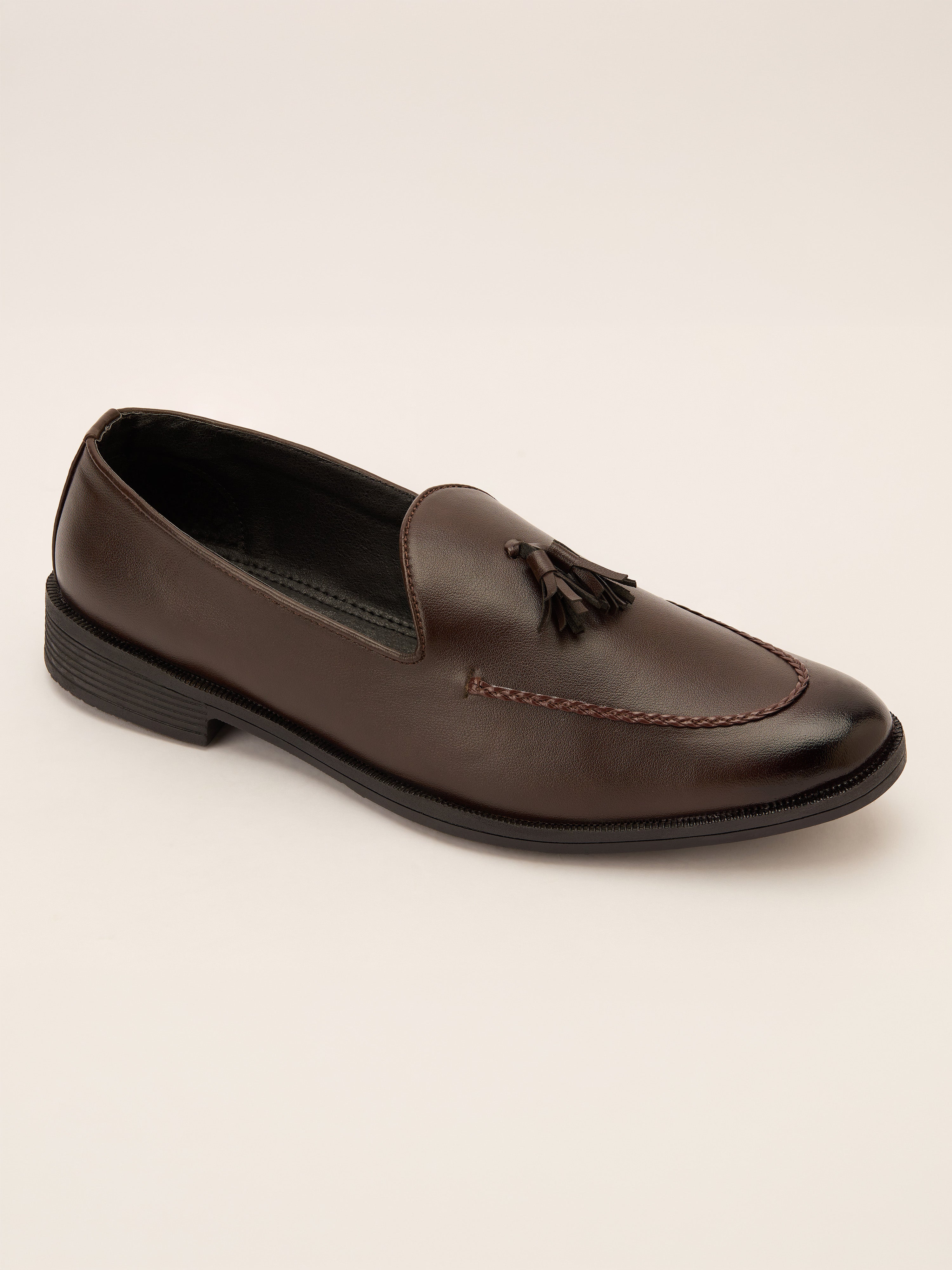 Men's Brown Tasselled Loafer | Synthetic Matte Finish | Twin Tassel Vamp | Airmix Sole | All Season