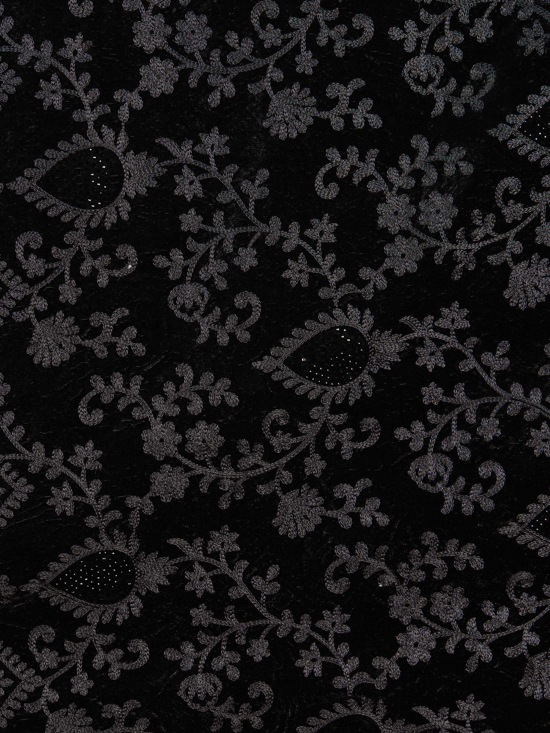 Men Black Chikankari Rayon Sherwani with Pant &amp; Embroidered Velvet Dupatta Set