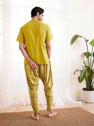 VASTRAMAY Men's Mustard Cotton Kurta And Dhoti Set