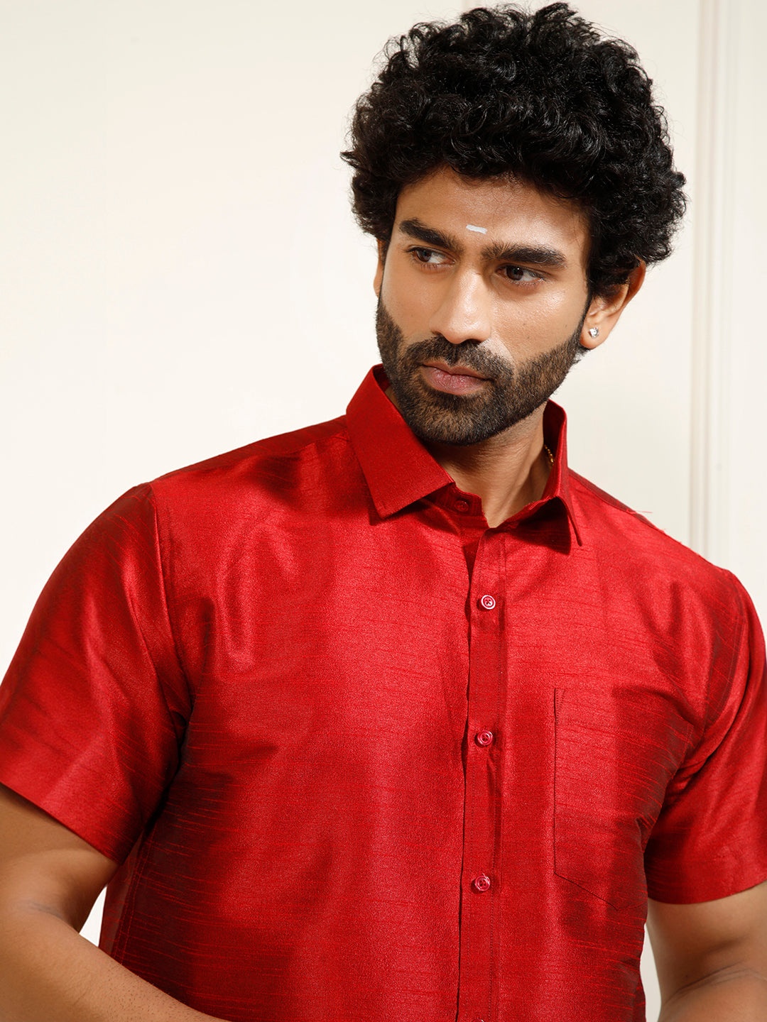 Men's Maroon Silk Blend Shirt And Mundu
