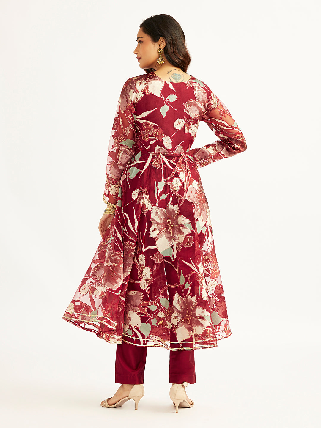 Women's Maroon Anarkali Set