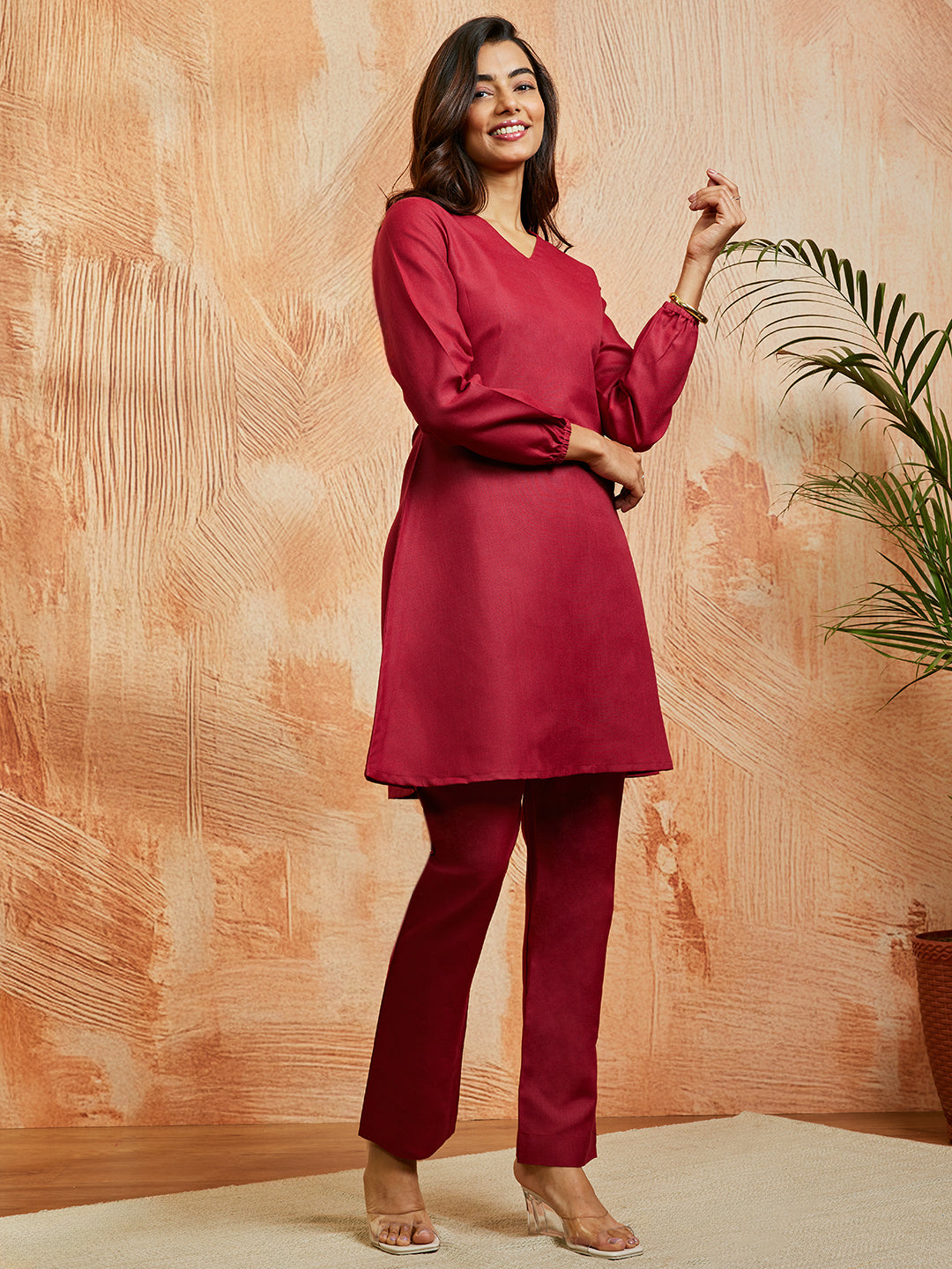 Women's Maroon Co Ords Set