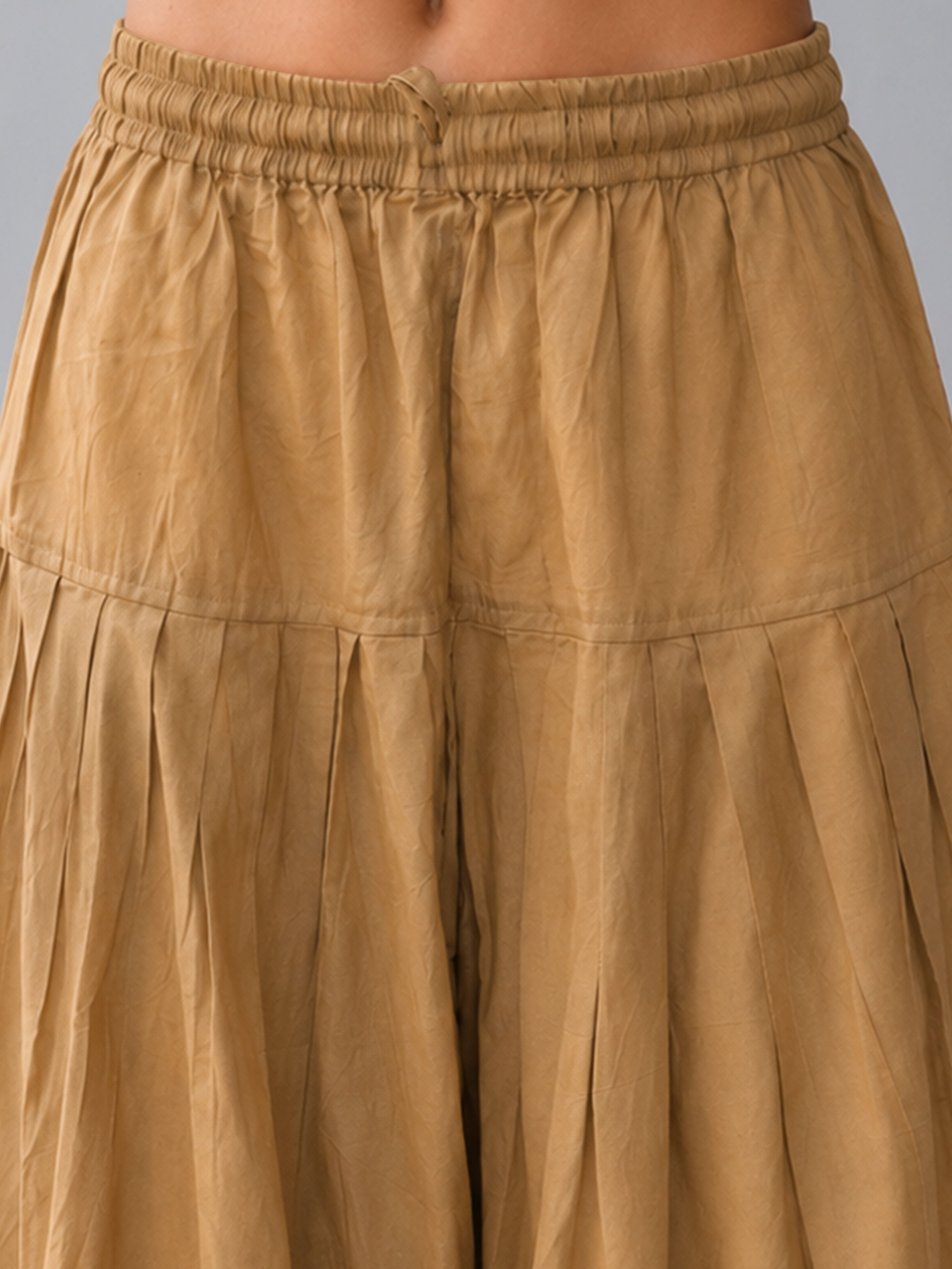 Women's Beige Cambric Cotton Solid Palazzo