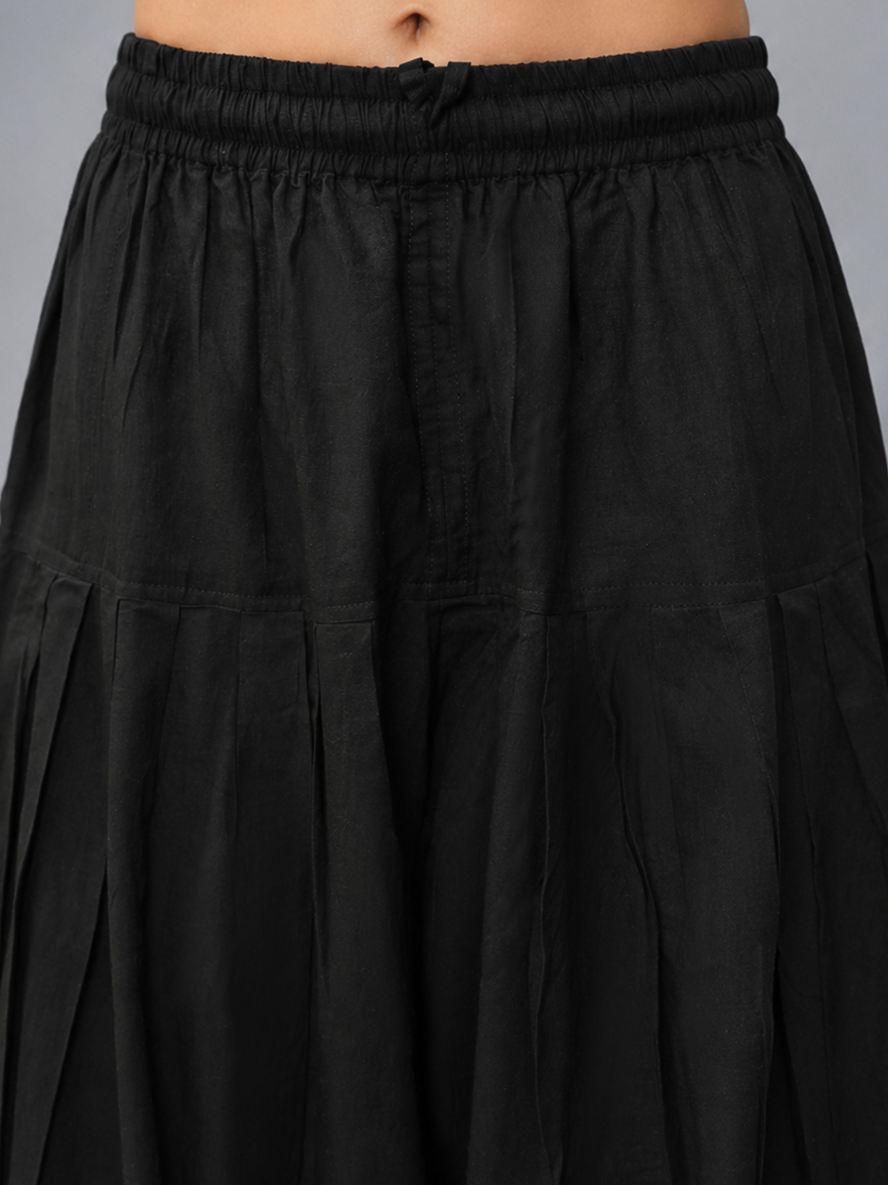 Women's Black Cambric Cotton Solid Palazzo