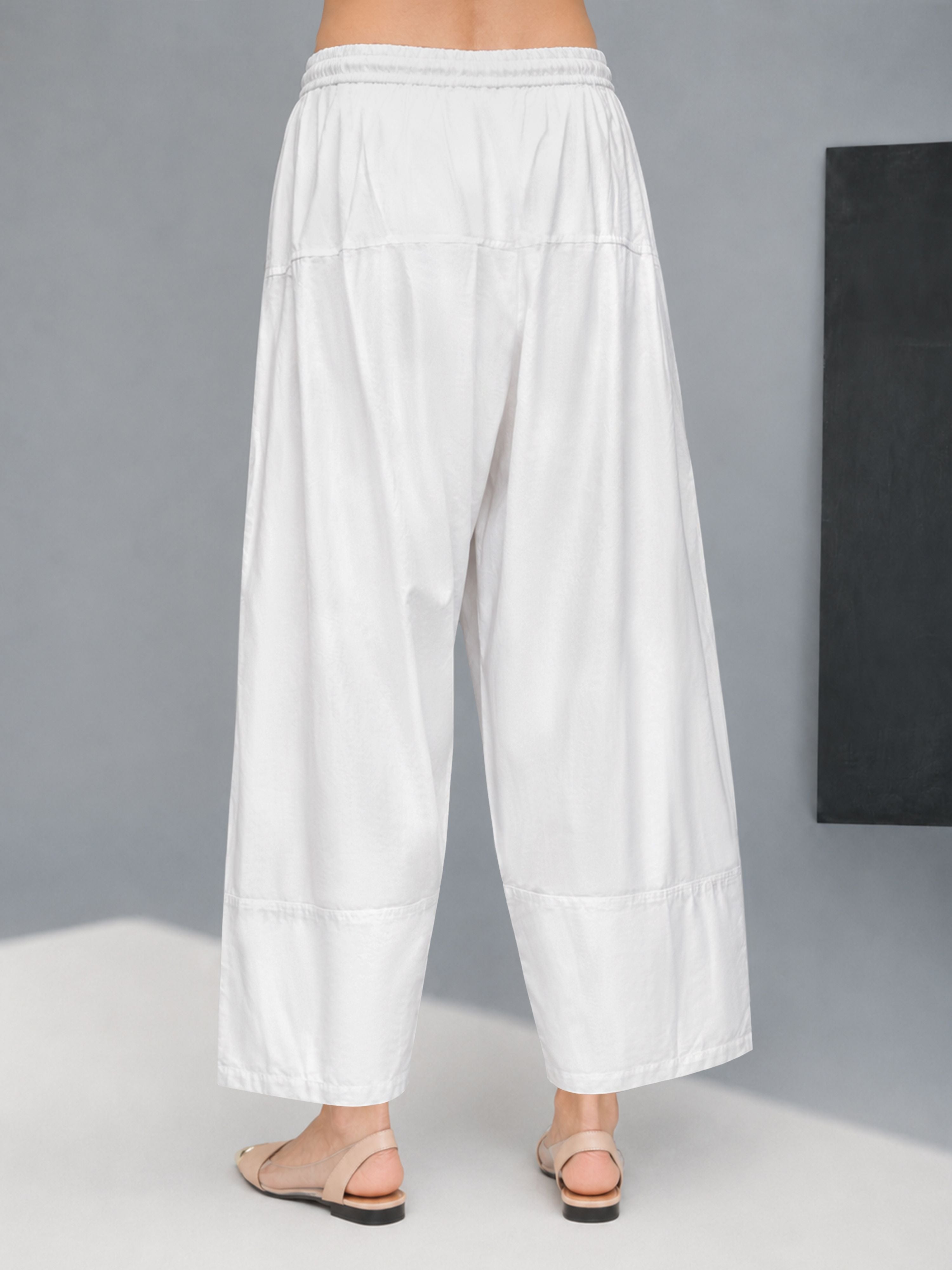 Women's White Cotton Solid Salwar