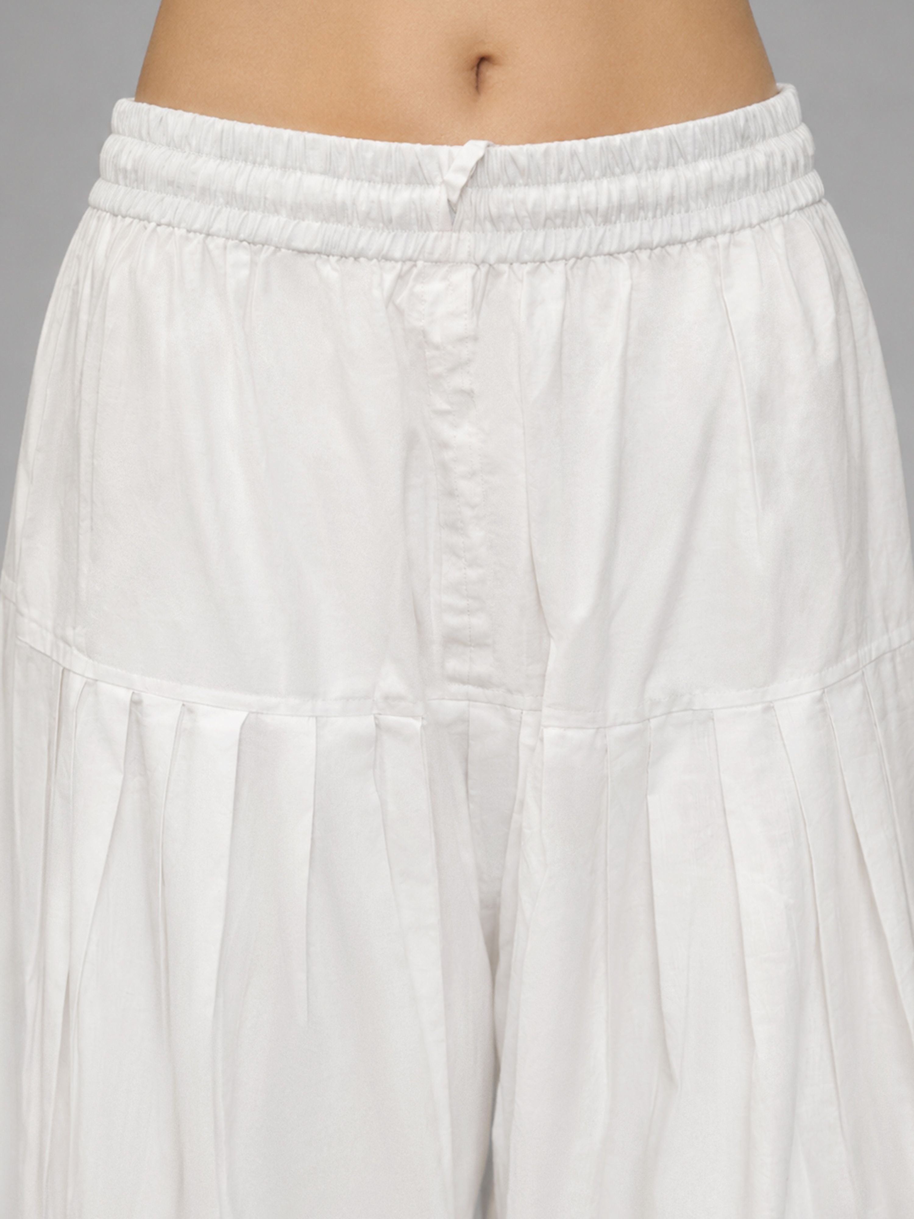 Women's White Cotton Solid Salwar