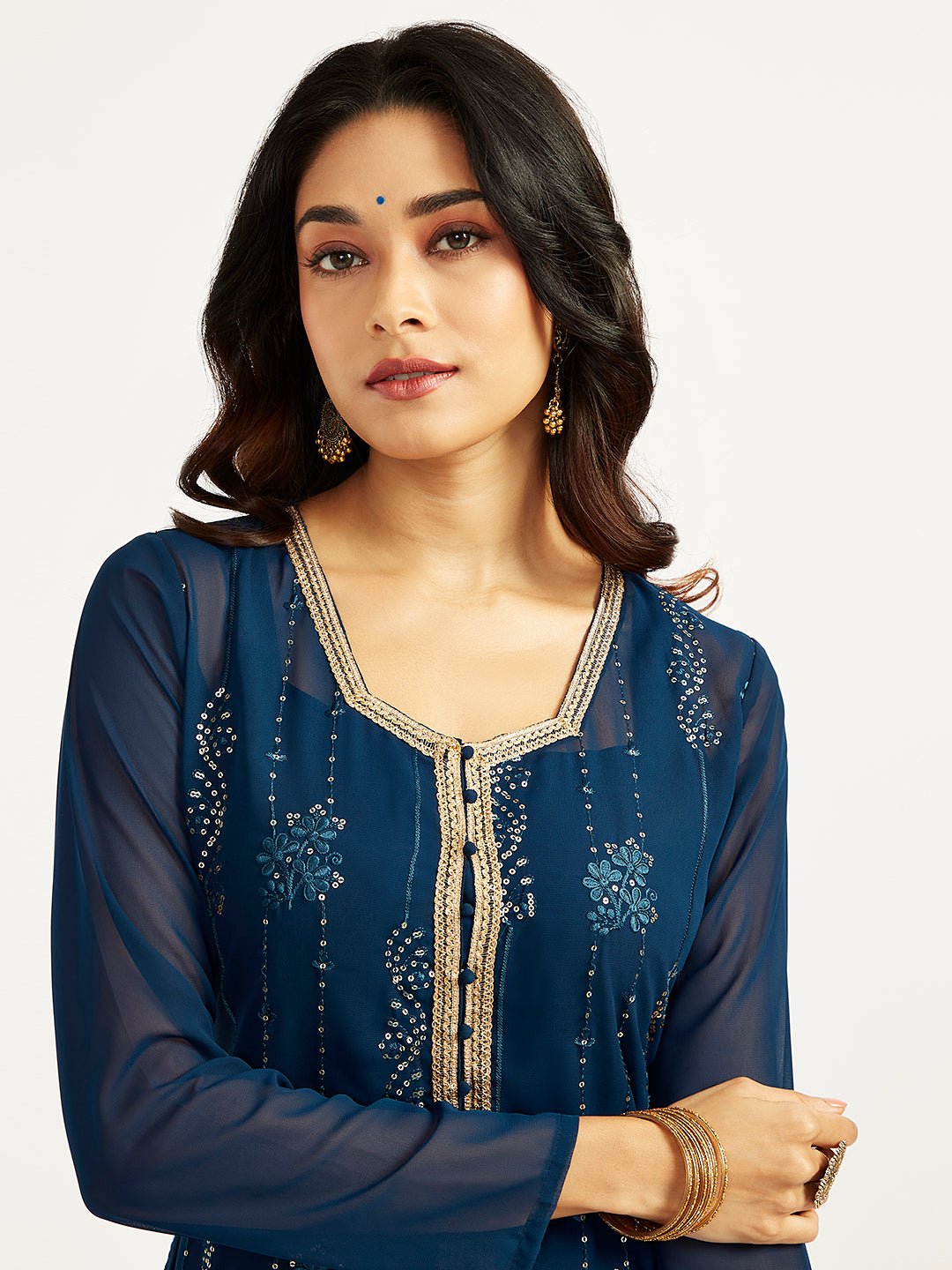 Women's Turquoise Jacket Top Pant Set