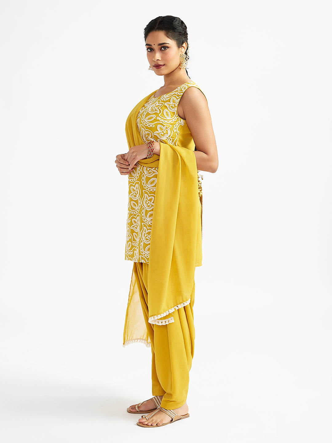 Women's Mustard Kurta Patiala Set