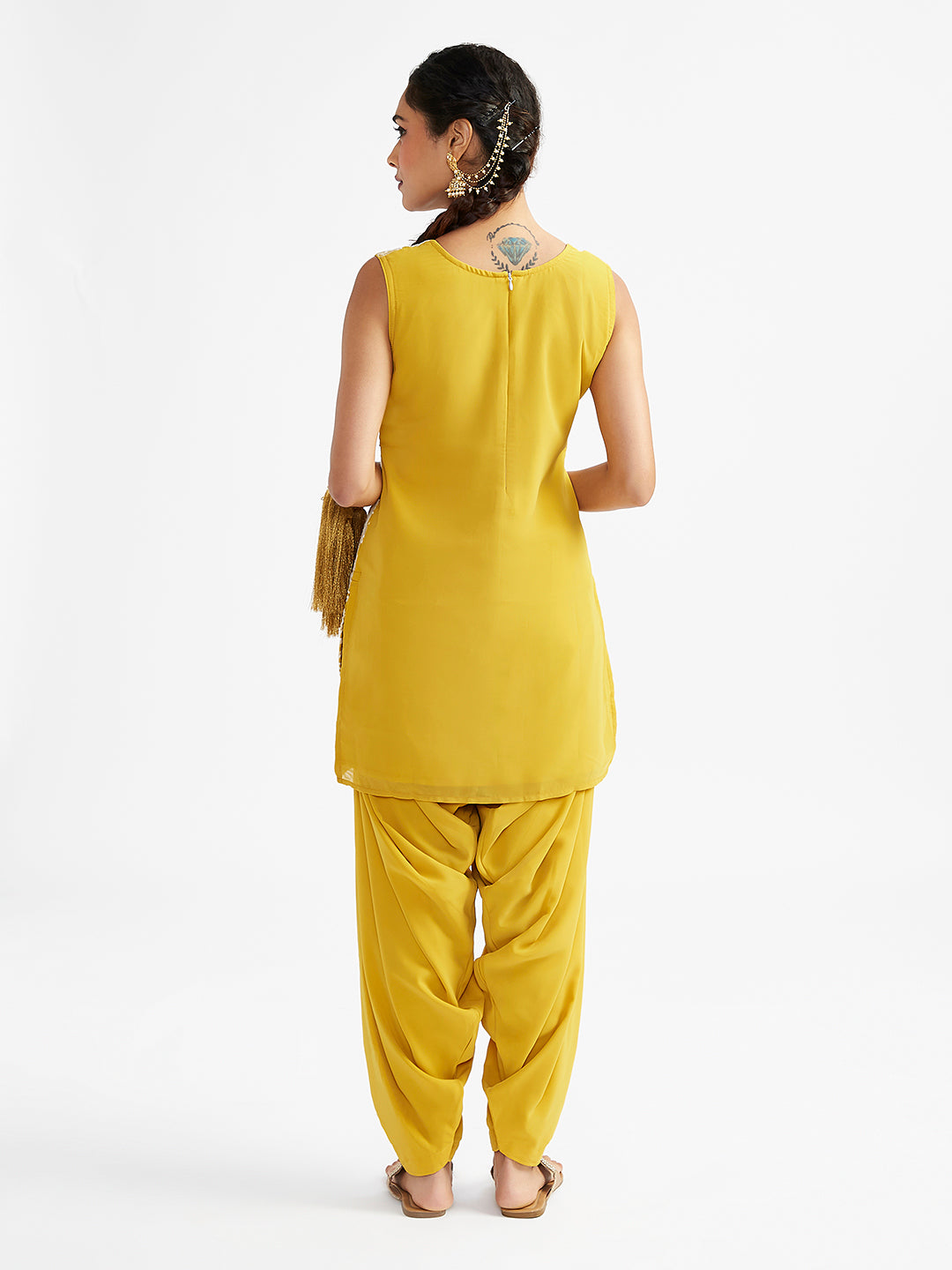 Women's Mustard Kurta Patiala Set