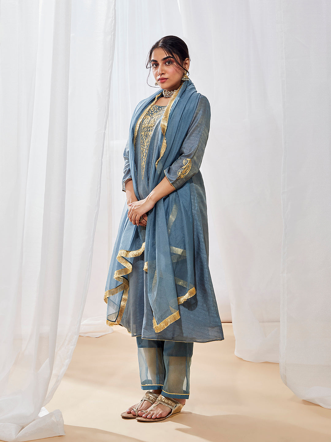 Women's Grey Kurta Set