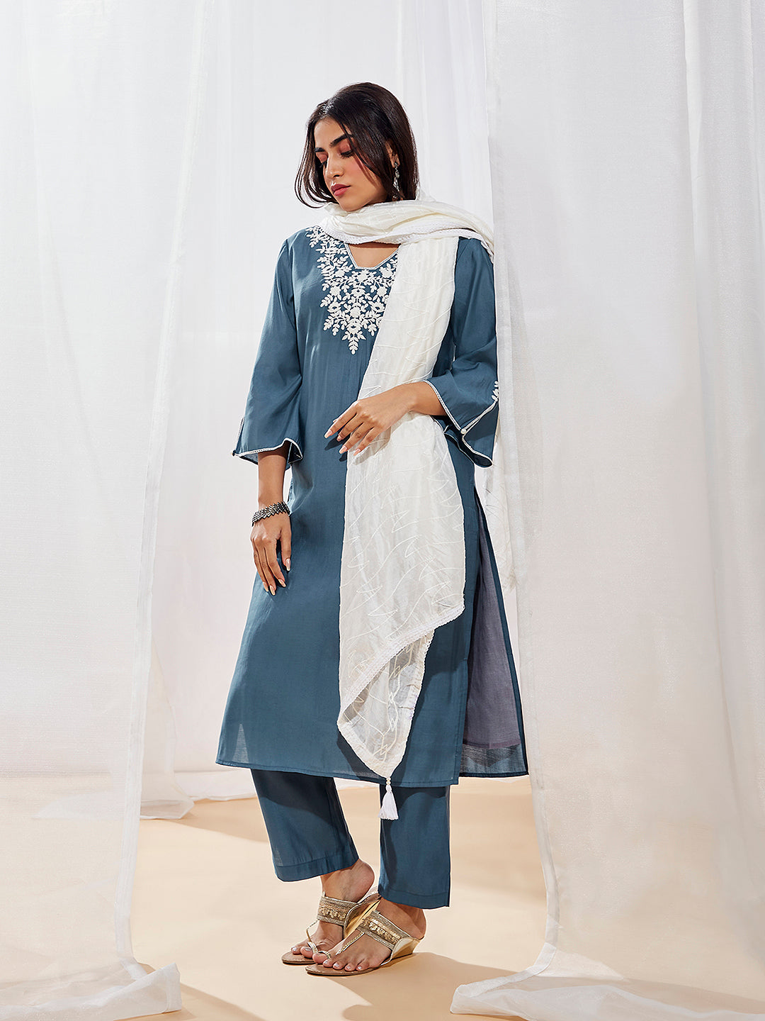 Women's Grey Kurta Set
