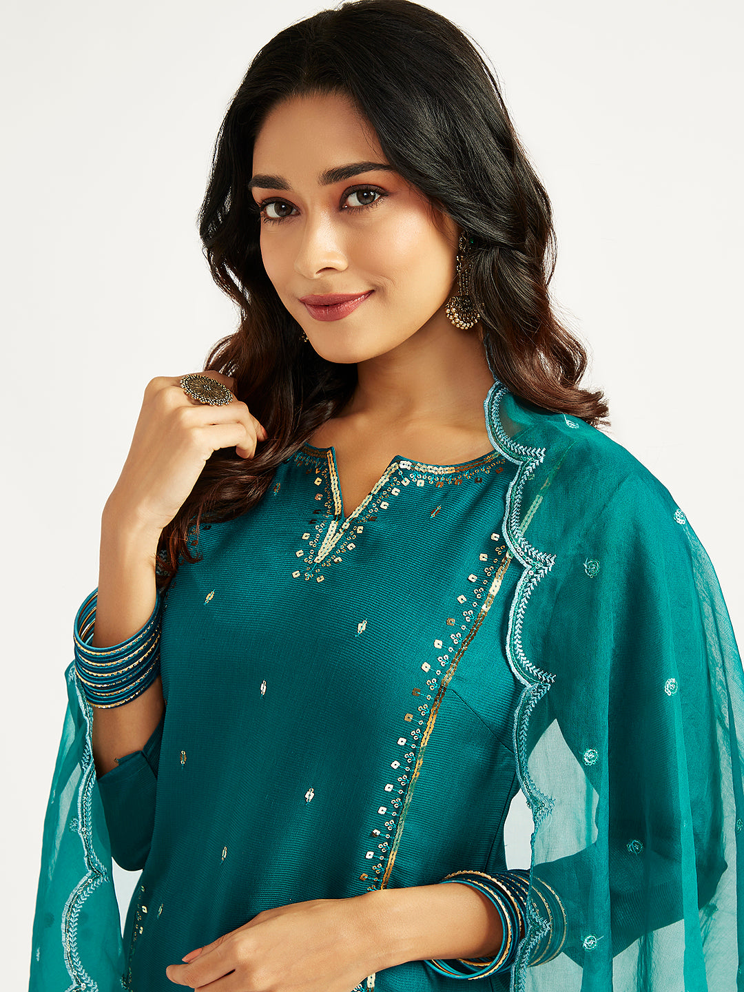 Women's Bottle Green Kurta Set