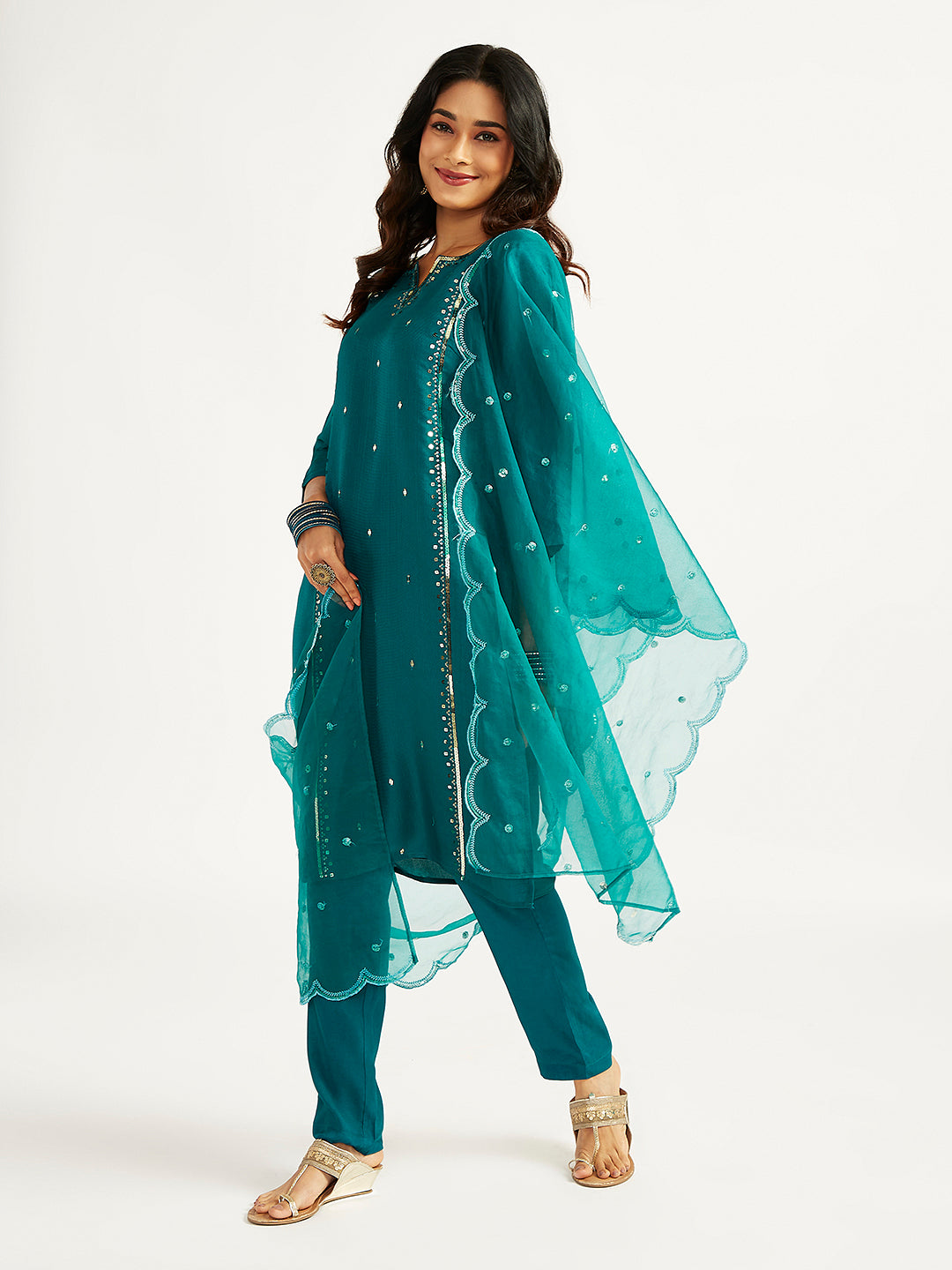 Women's Bottle Green Kurta Set