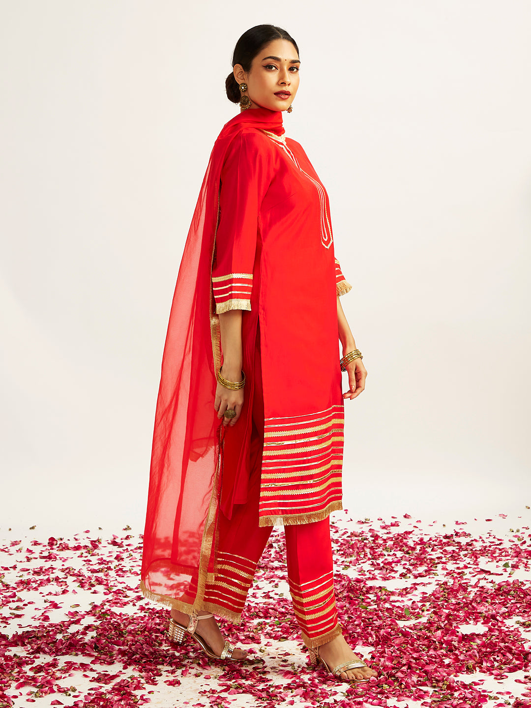 Women's Red Kurta Set