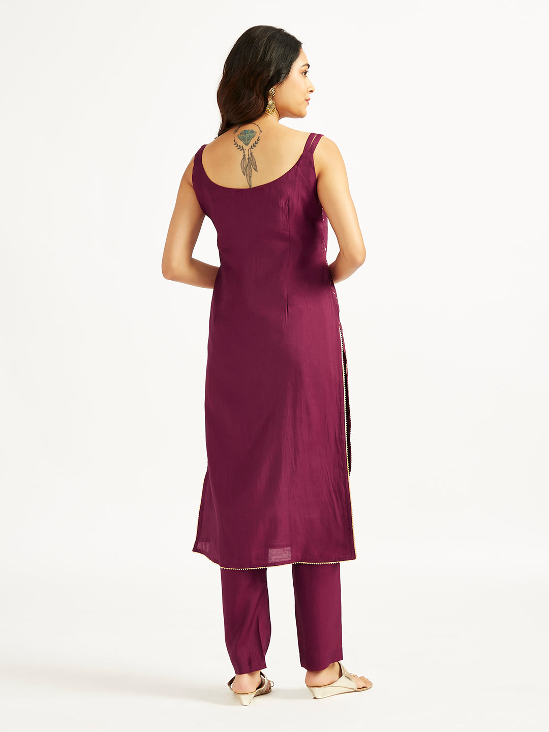 Women's Wine Kurta Set