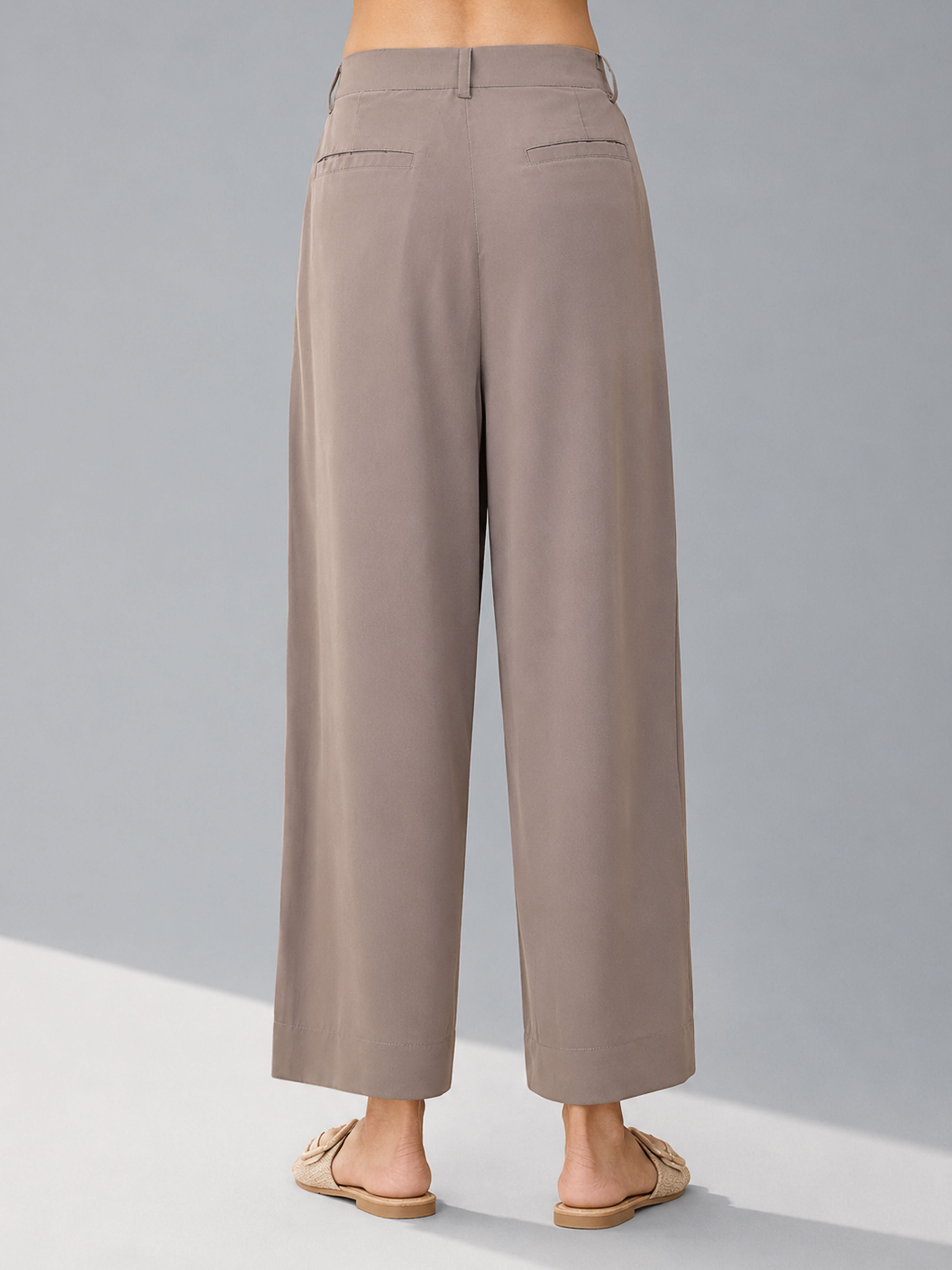 Women's Grey Silk-Blend Solid Palazzo