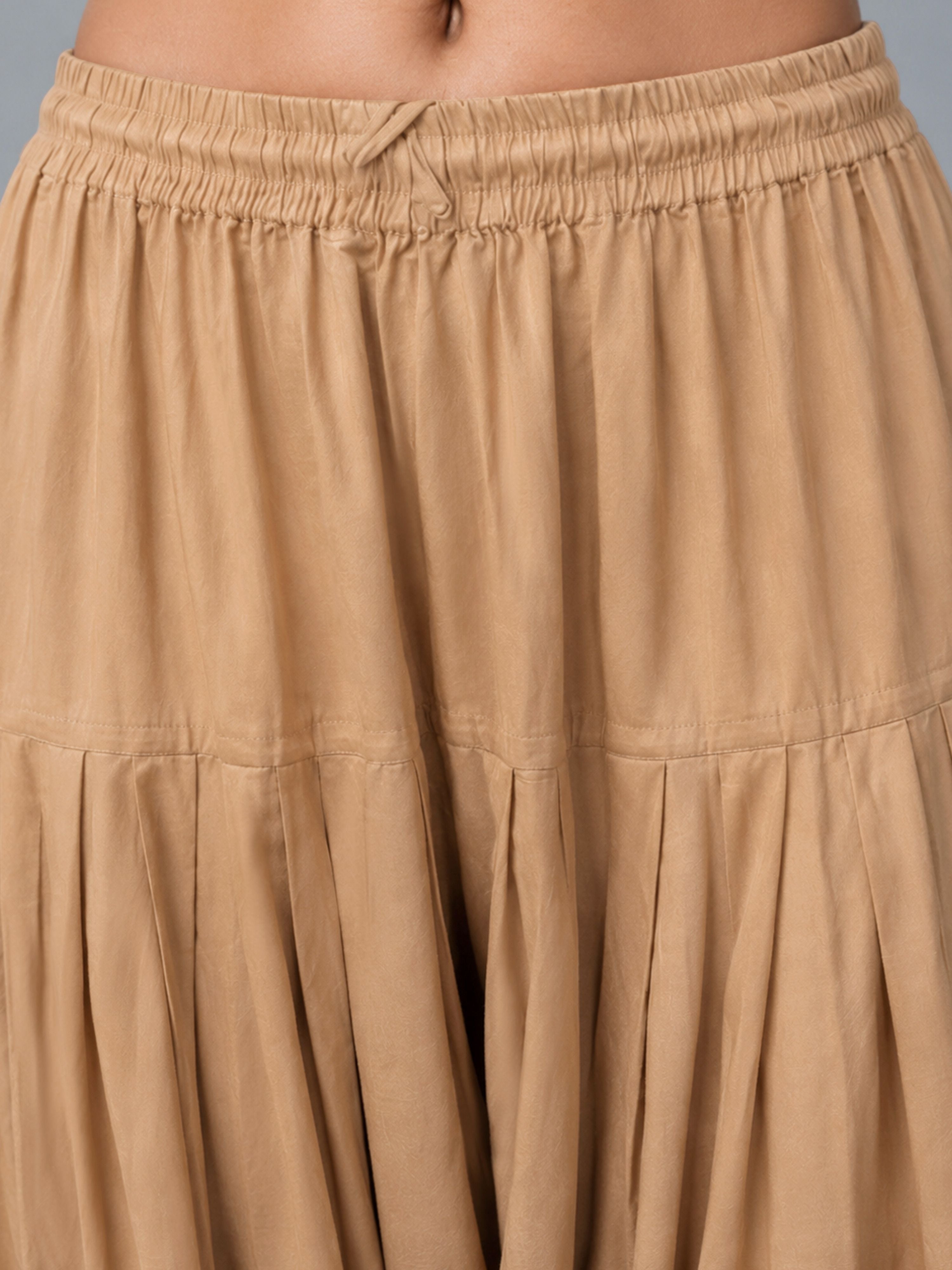 Women's Beige Cambric Cotton Solid Patiyala