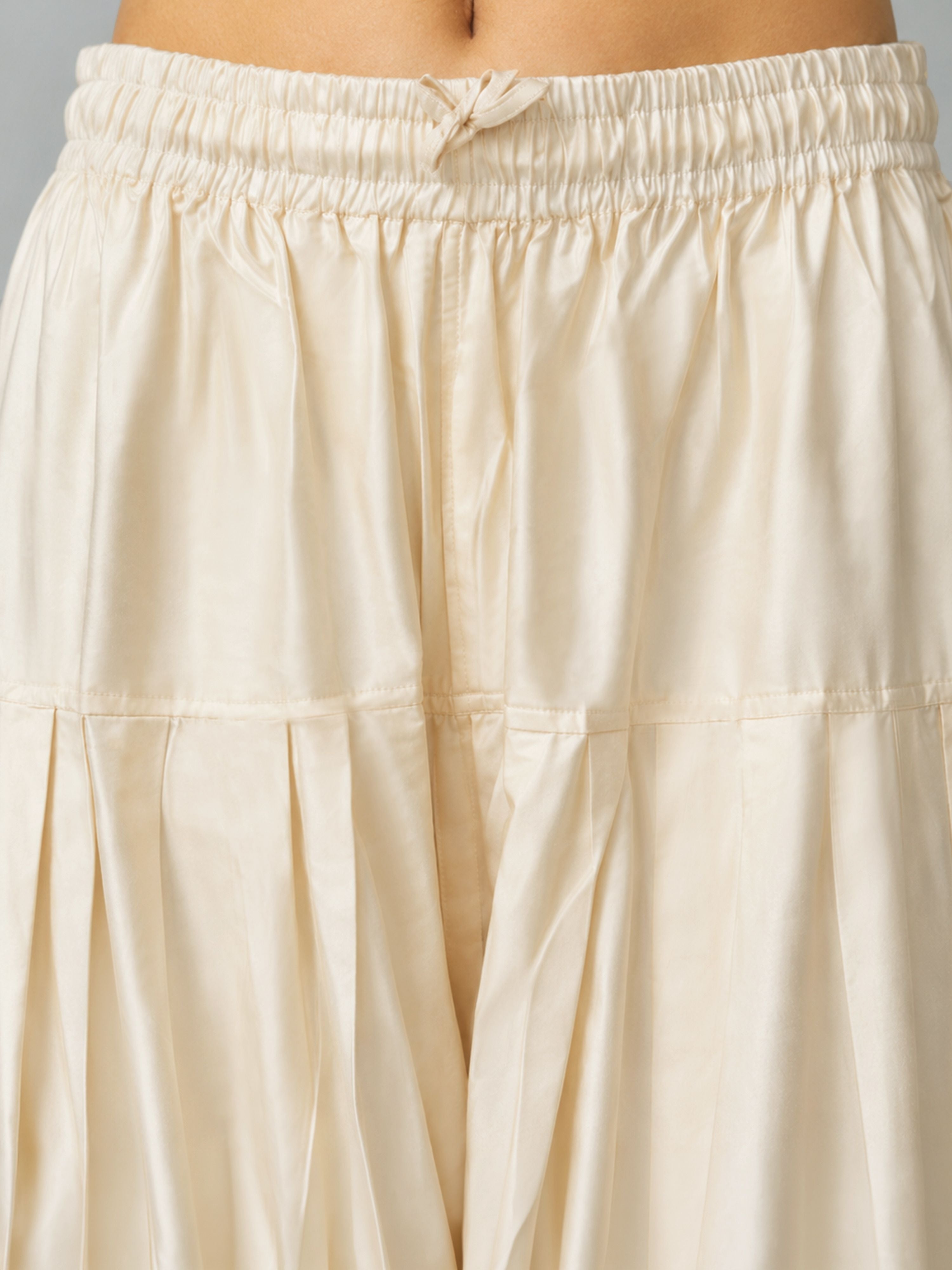 Women's Cream Viscose Solid Patiyala