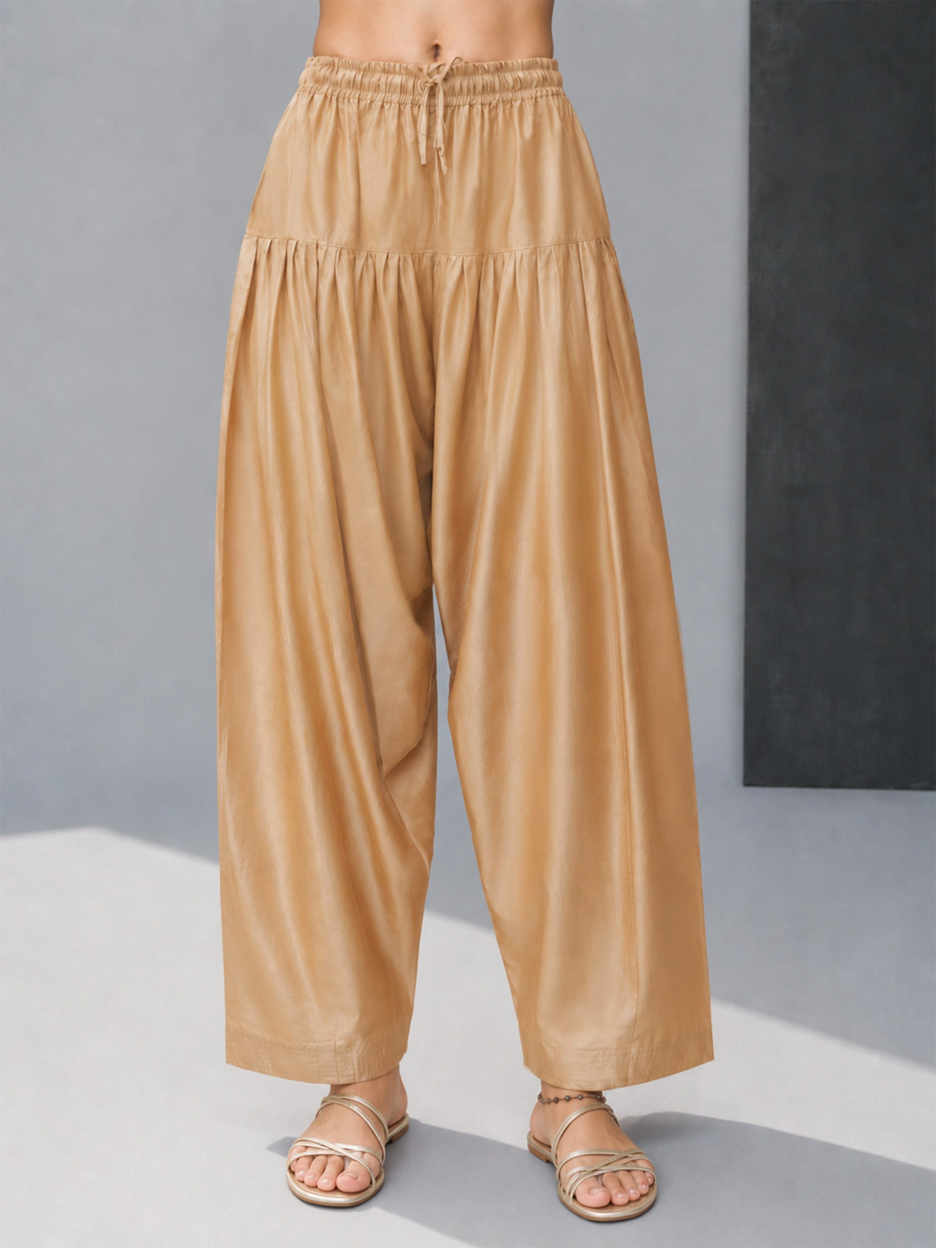 Rose Gold Viscose Solid Patiala Salwar for Women
