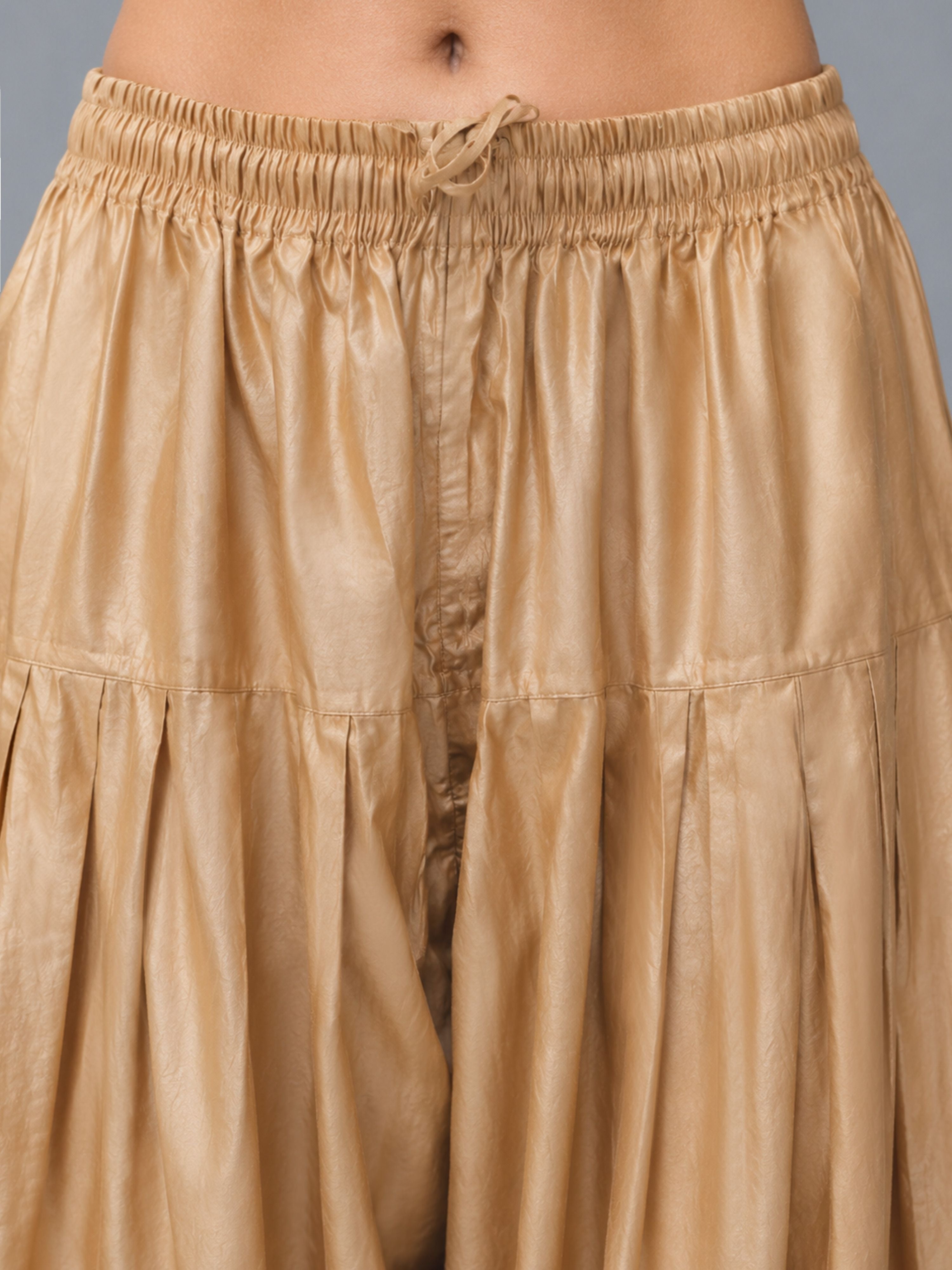 Women's Gold Viscose Solid Patiyala