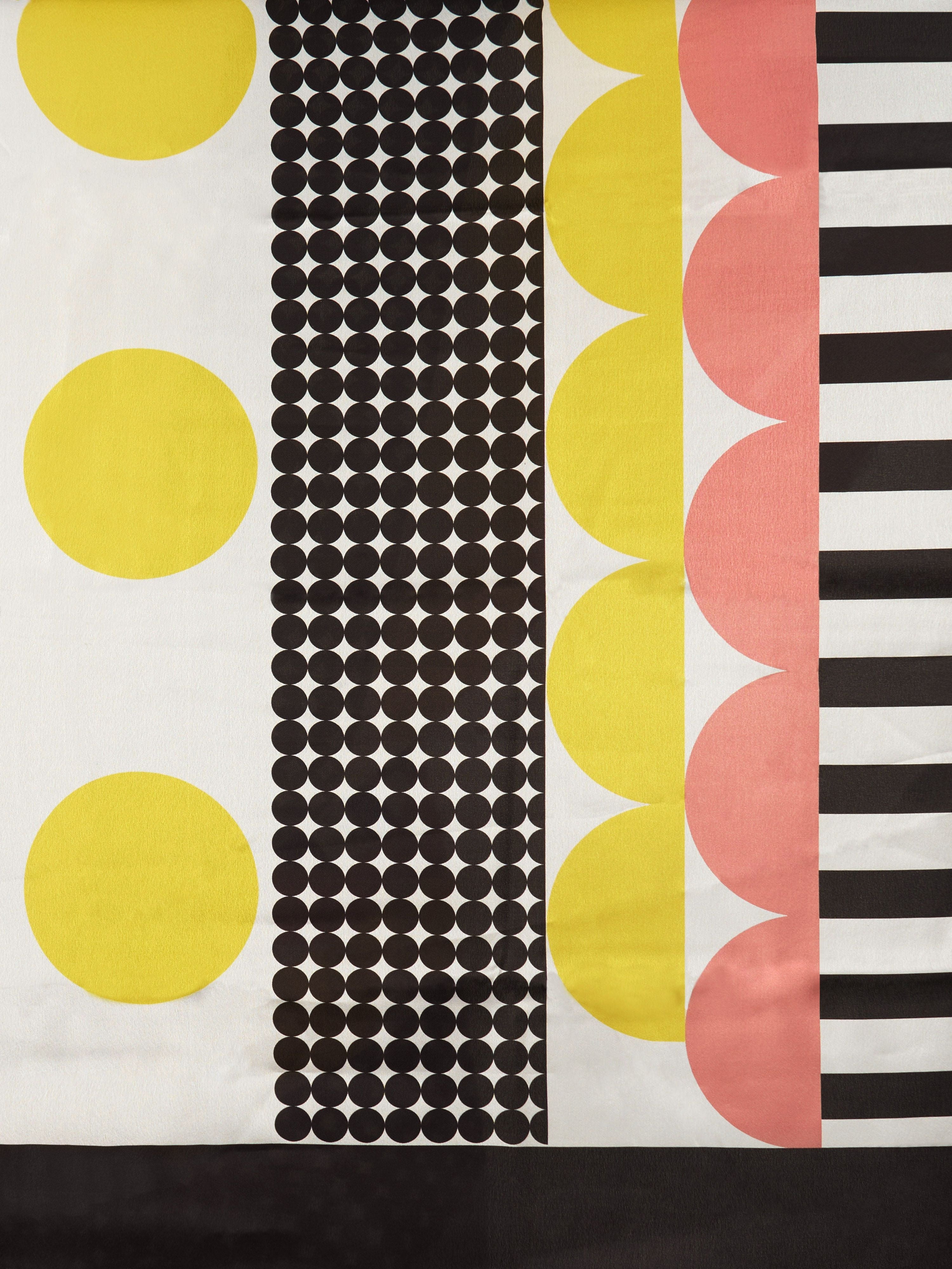 Women's Yellow Silk-Blend Polka Dots Saree With Unstitched Blouse Piece