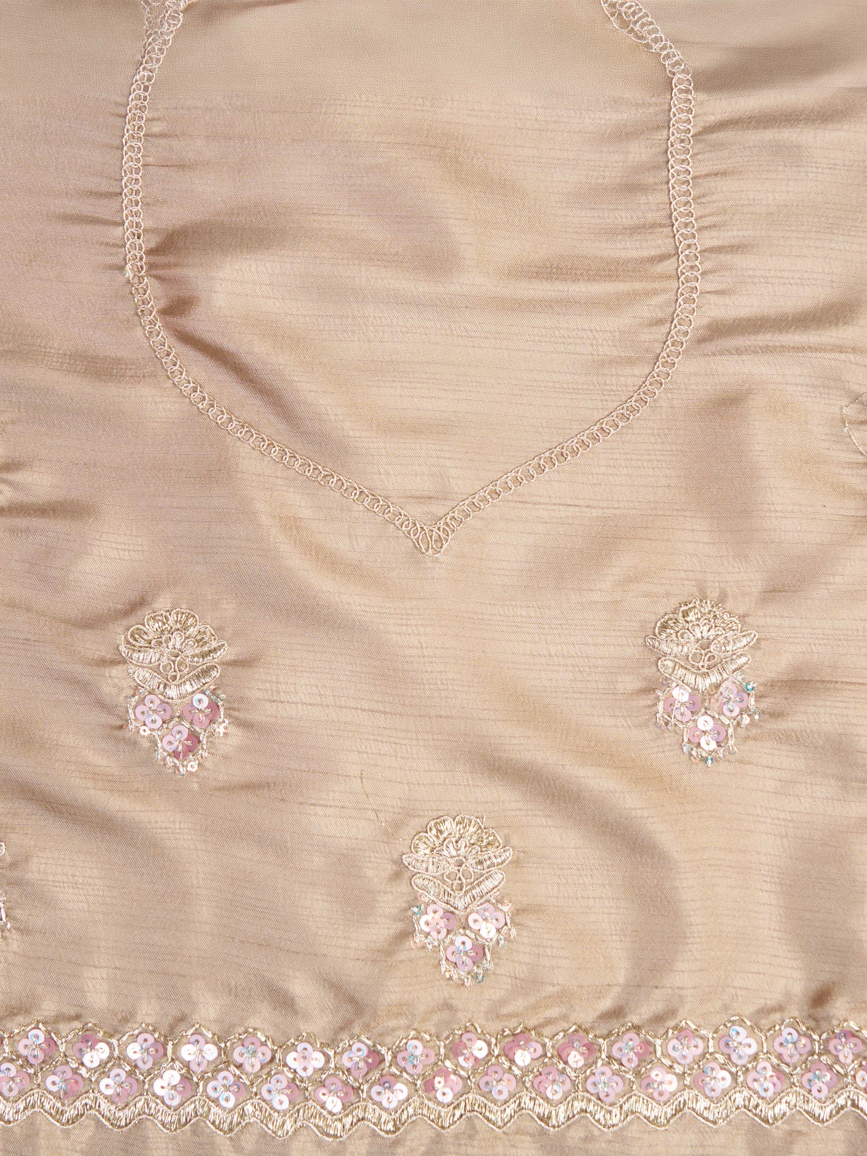 Women's Lavender Organza Embroidered Saree With Unstitched Blouse Piece