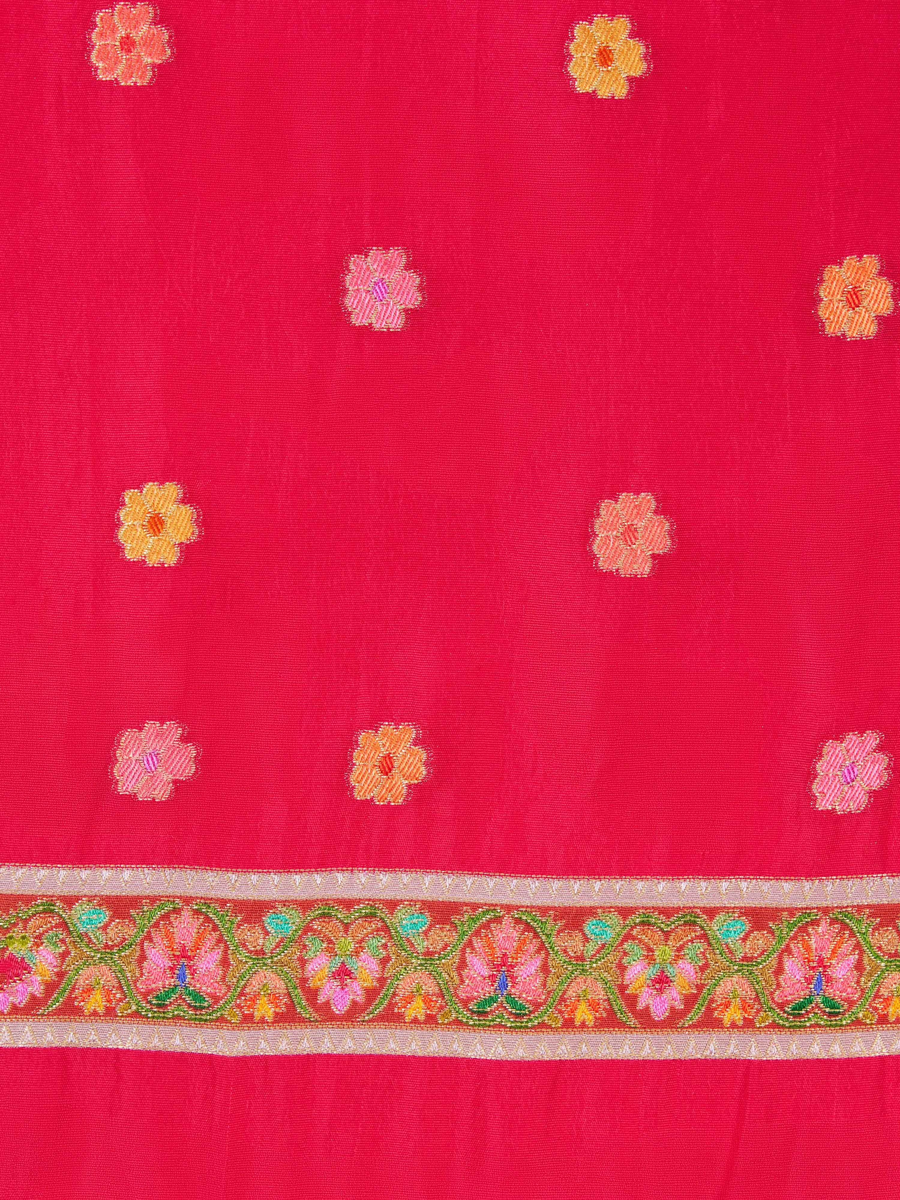 Women's Multicolor Synthetic Ethnic Motifs Saree With Unstitched Blouse Piece