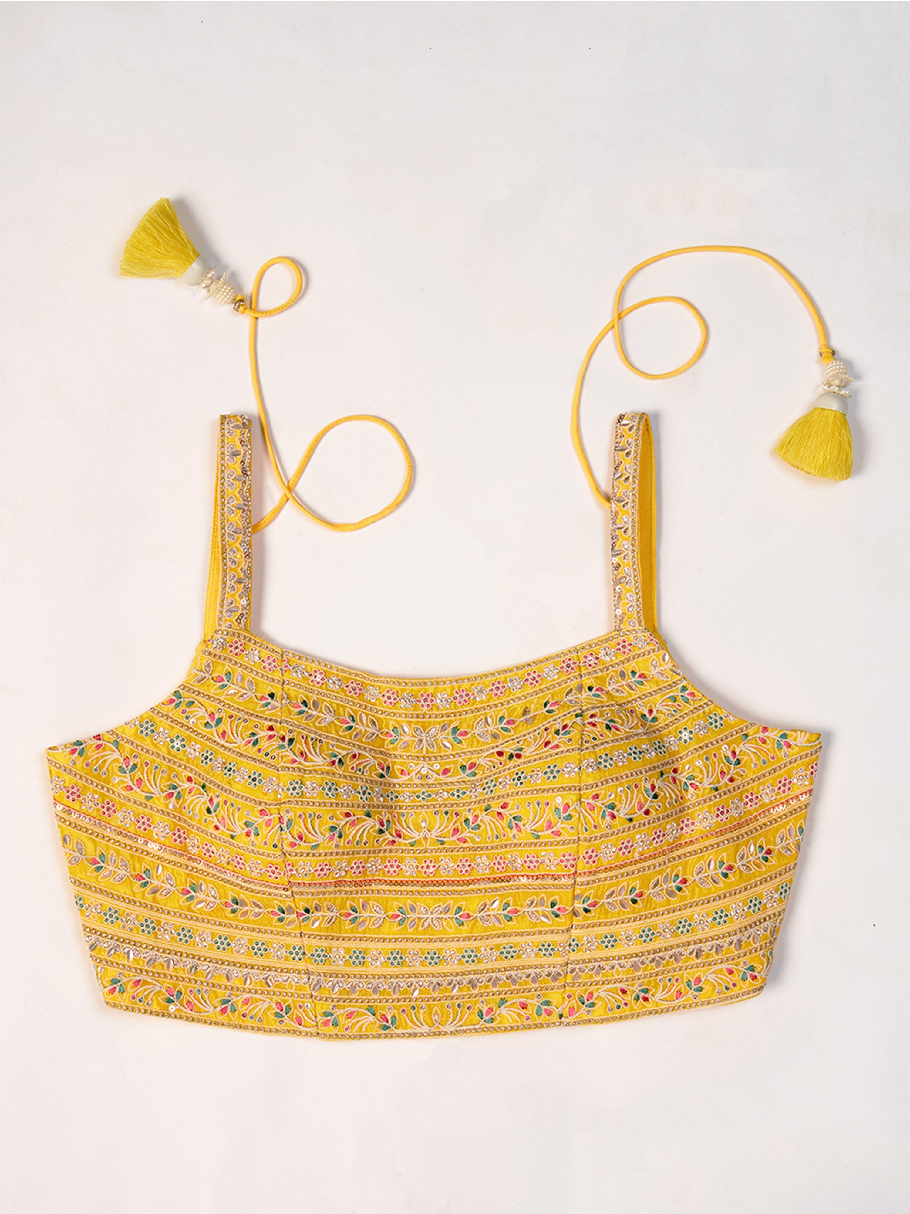 Women's Yellow Art Silk Embroidered Saree With Ready Blouse