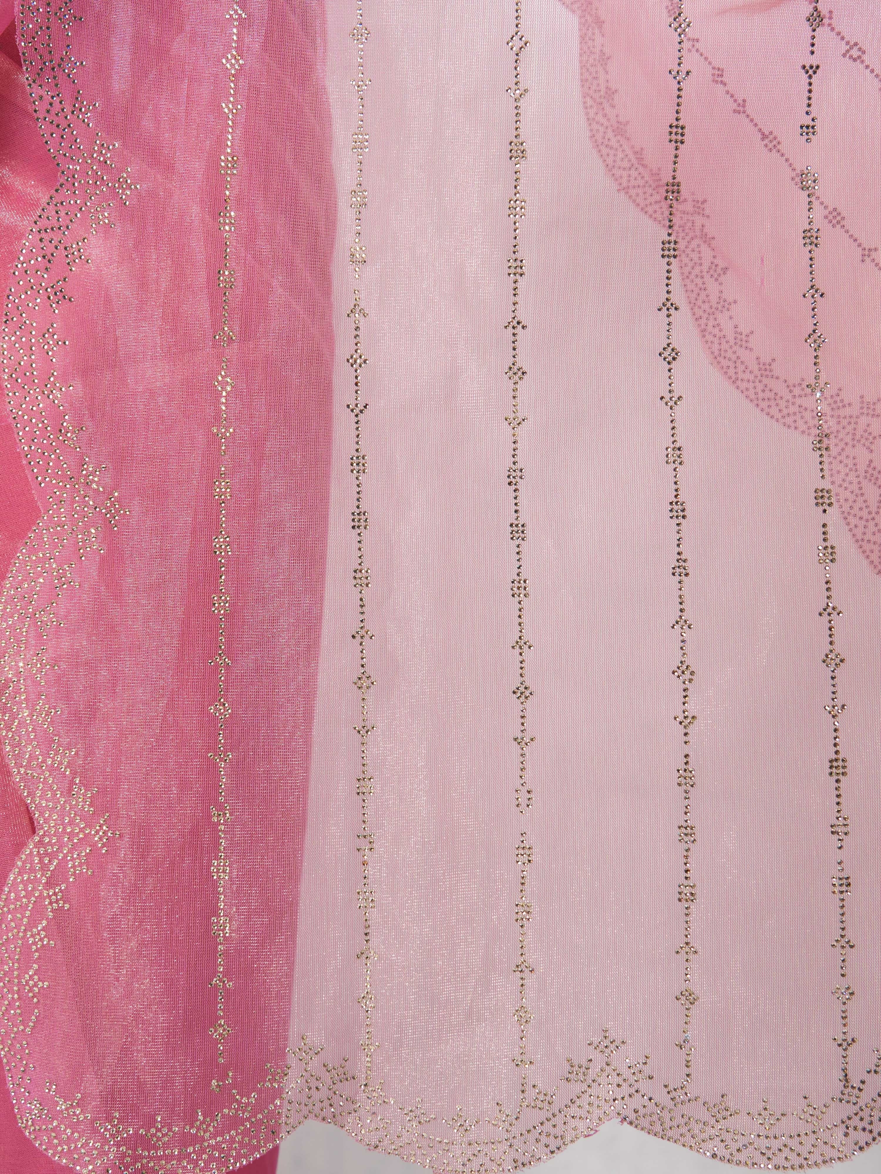 Women's Pink Organza Ethnic Motifs Saree With Unstitched Blouse Piece