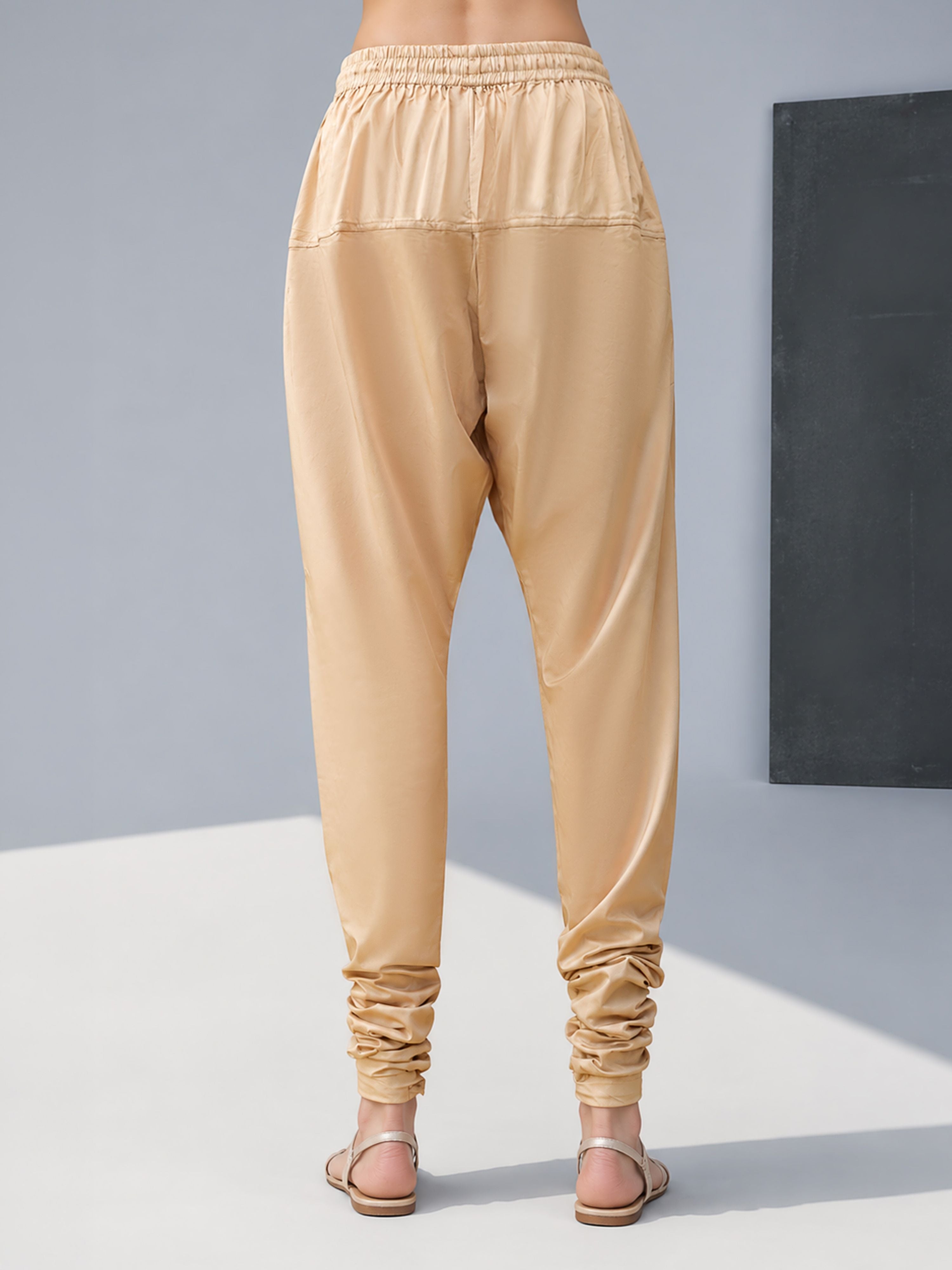Women's Beige Viscose Solid Churidar