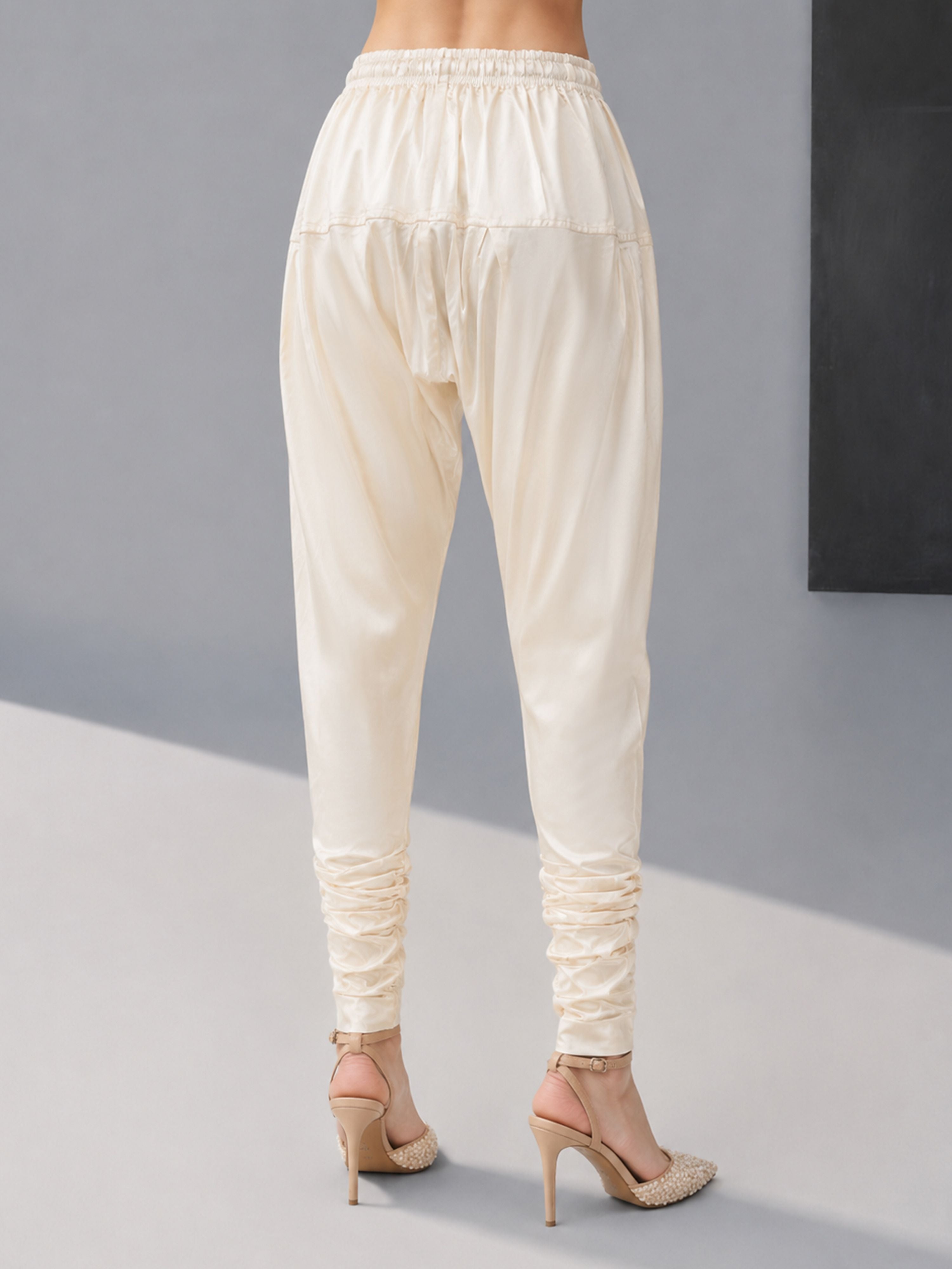Women's Cream Viscose Solid Churidar