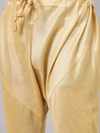 VM BY VASTRAMAY Men's Coffee Jacket With Gold Kurta And Pyjama Set