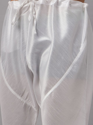 VM BY VASTRAMAY Men's Coffee Matka Silk Nehru Jacket With White Silk Blend Kurta Pyjama Set