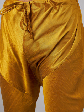 VM BY VASTRAMAY Men's Maroon Jacket With Mustard Kurta And Pyjama Set