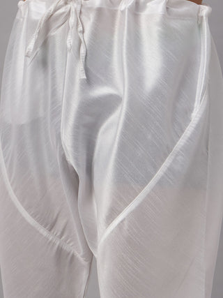 VM BY VASTRAMAY Men's Maroon Matka Silk Nehru Jacket With White Silk Blend Kurta Pyjama Set