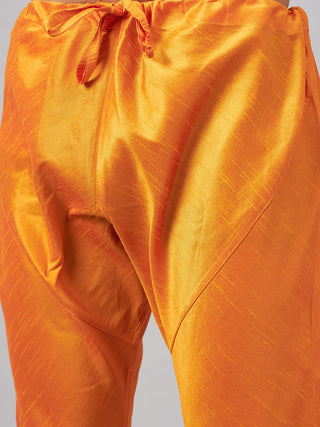 VM BY VASTRAMAY Men's Orange Jacket With Kurta And Pyjama Set