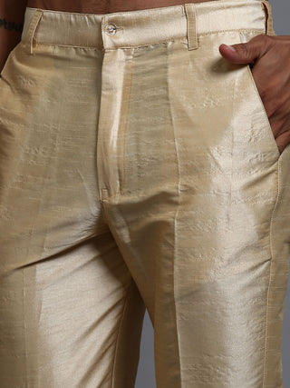 VM BY VASTRAMAY Men's Grey Embellished Jacket with Gold Kurta Pant Set