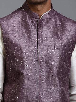 VM BY VASTRAMAY Men's Purple Embellished Jacket
